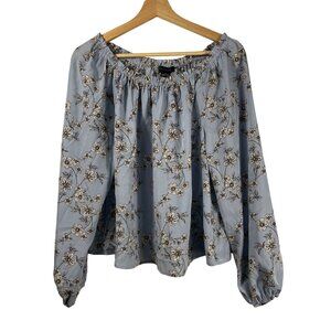 Sanctuary Women's Floral Off The Shoulder Blouse Blue Size M